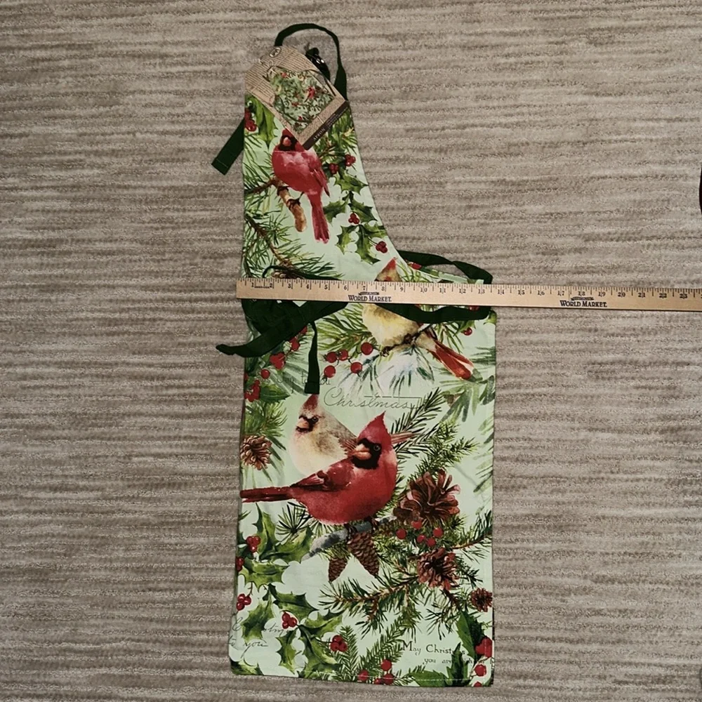 NWT Michel Design Works APR293 Adjustable Cotton Chef Apron, Christmas Print